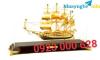 Ảnh Tranh mạ vàng, thuyền buồm mạ vàng 24k, mô hình quà tặng dát vàng