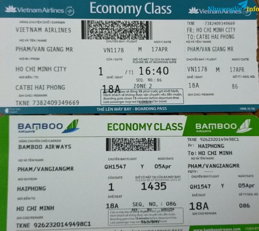 Ảnh nhượng vé máy bay Vietnam Airlines - mã số:ao7d
