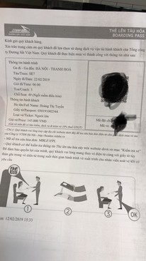 Ảnh Vé tàu HN-TH ngày 22/2/2019