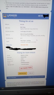 Ảnh Nhượng 2 vé xe Nha Trang - Đà Nẵng
