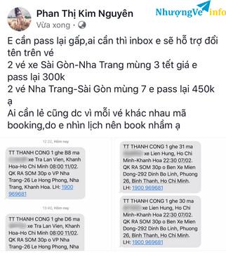 Ảnh NHƯỢNG LẠI VÉ XE SG-NHA TRANG VÀ NHA TRANG-SG gấp