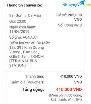 Ảnh Nhượng 2 vé HCM-CM ngày 11/06/2019 - 11h đêm