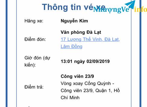 Ảnh Bán lại 1 vé Đà Lạt - Sài Gòn (Limosine Nguyễn Kim) 13h 2/9