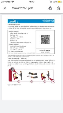 Ảnh Cần nhượng lại 01 vé tàu tết 2020 từ SG- Chợ Sy