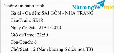 Ảnh Vé tàu tết ngày 21/1/2020 Sài gòn nha trang