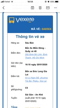 Ảnh Mình muốn pass lại vé Sài Gòn - Gia Lai (bến xe Đức Long) Ngày 26 tết - Giá 450k