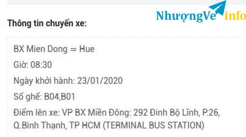Ảnh Vé tết HCM -> Huế, Huế -> HCM Xe Phương Trang