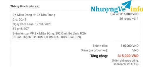 Ảnh Pass vé xe Sài Gòn - Nha Trang 17/01 (23 âm lịch)