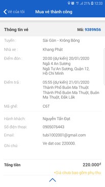 Ảnh NHƯỜNG LẠI VÉ XE HCM - BMT ( NGàTƯ AN SƯƠNG )