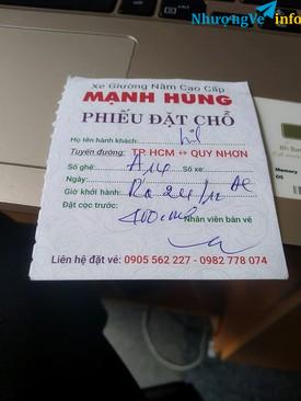Ảnh Cần pass lại 1 vé Sài Gòn - Quy Nhơn ngày 24/1 - Xe Mạnh Hùng