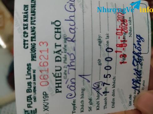 Ảnh Vé phương trang Cần Thơ - Rạch Giá (19h 18/1/2020)