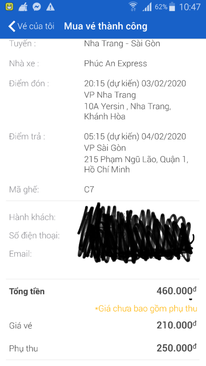 Ảnh Vé xe Nha Trang- Sài Gòn