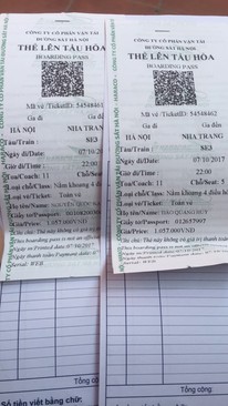 Ảnh Cuống vé thanh toán toàn quốc