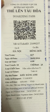 Ảnh mất cuống vé tàu xe, máy bay thanh toán