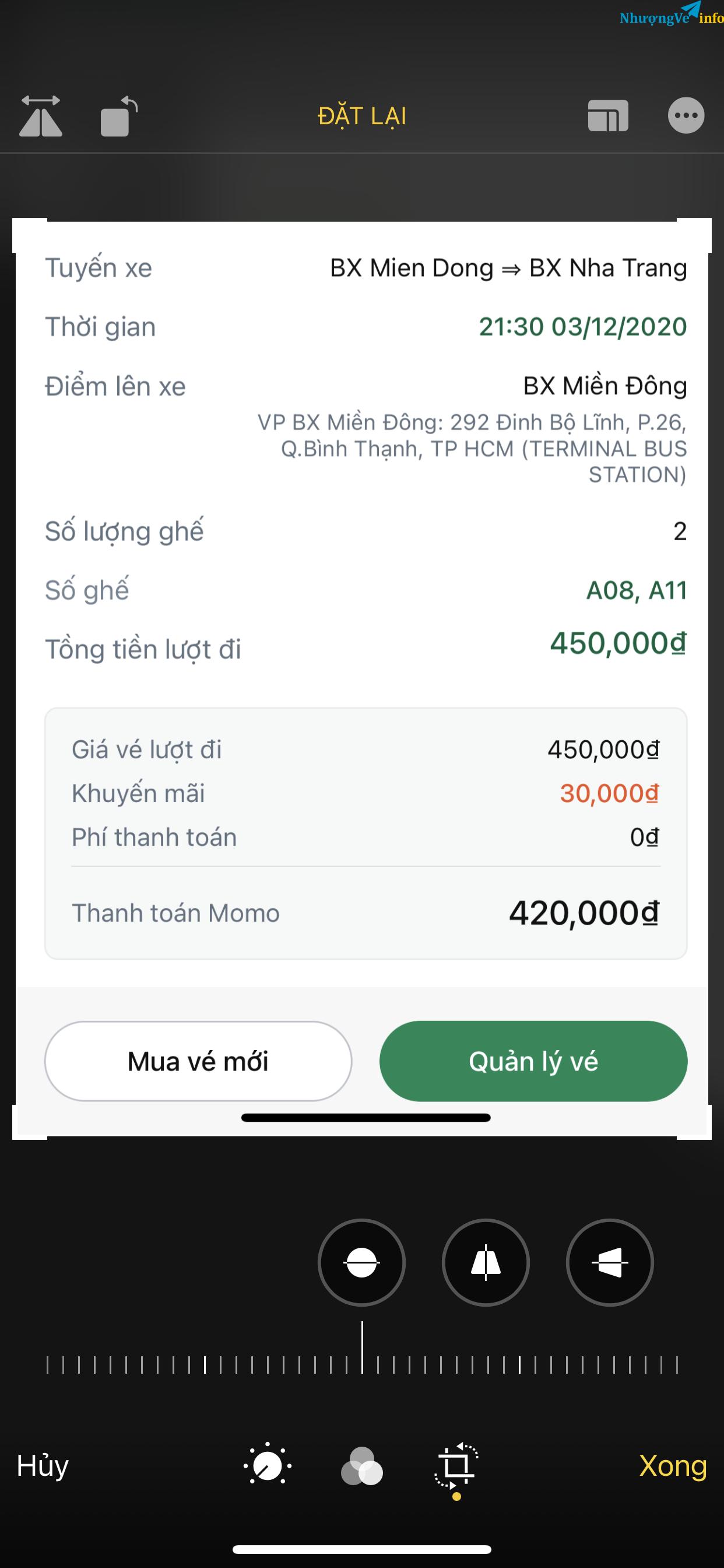 Ảnh Vé Sài Gòn- Nha Trang