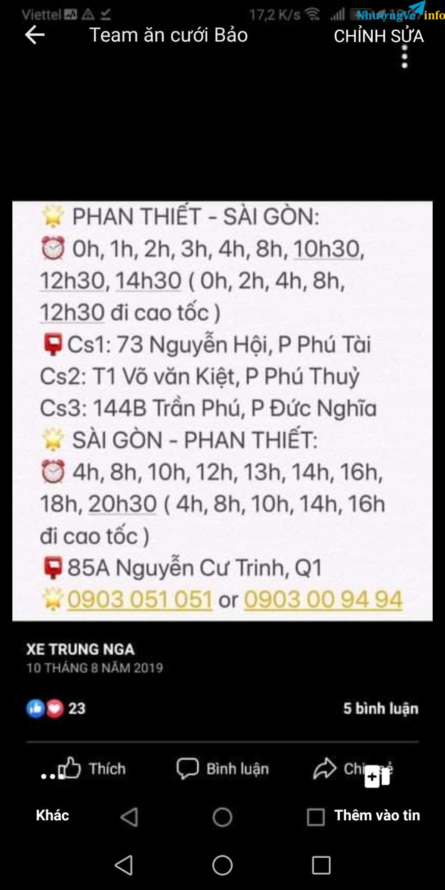 Ảnh Nhượng vé giường nằm chiều SG-PHAN THIẾT