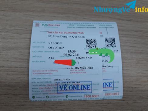 Ảnh VÉ XE PHƯƠNG TRANG 6/2( 25 AL) TP.HCM - QUI NHƠN