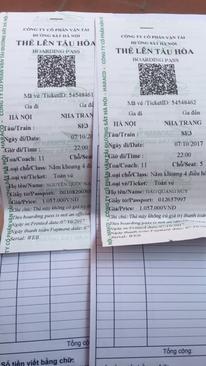Ảnh cung cấp cuống vé máy bay, tàu xe thanh toán