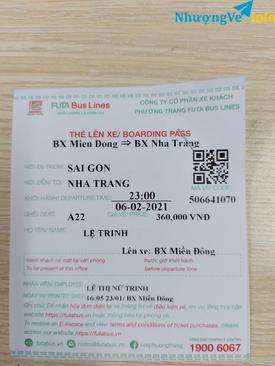 Ảnh Cần nhượng lại 2 vé xe tết Sài Gòn về Nha Trang tối 25 tết