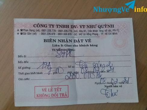 Ảnh PASS LẠI VÉ XE NHƯ QUỲNH 27 ÂM LỊCH VỀ PHAN RANG
