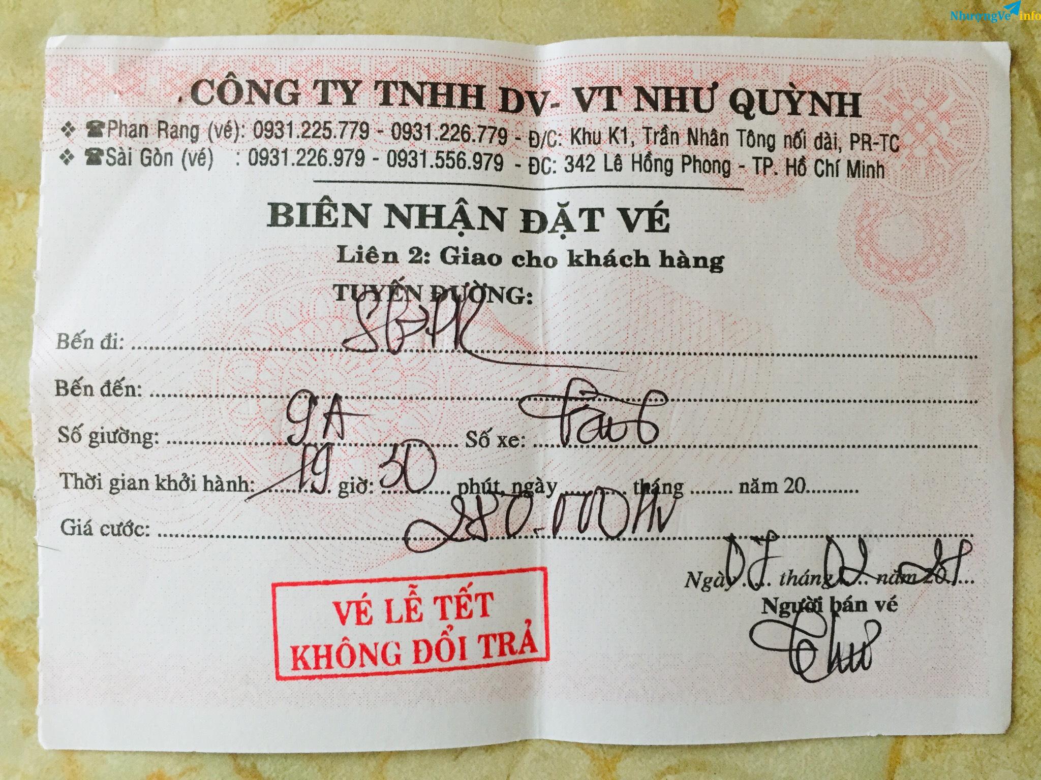 Ảnh Pass lại vé Sài Gòn - Phan Rang (tối 26 âm lịch)