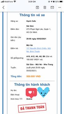 Ảnh Pass vé Sài Gòn - Mũi Né ngày 05/02/2021