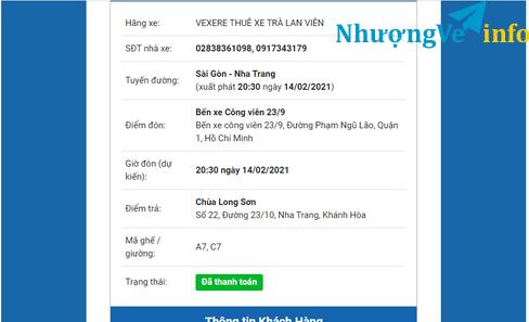 Ảnh 2 vé xe Sài Gòn đi Nha Trang