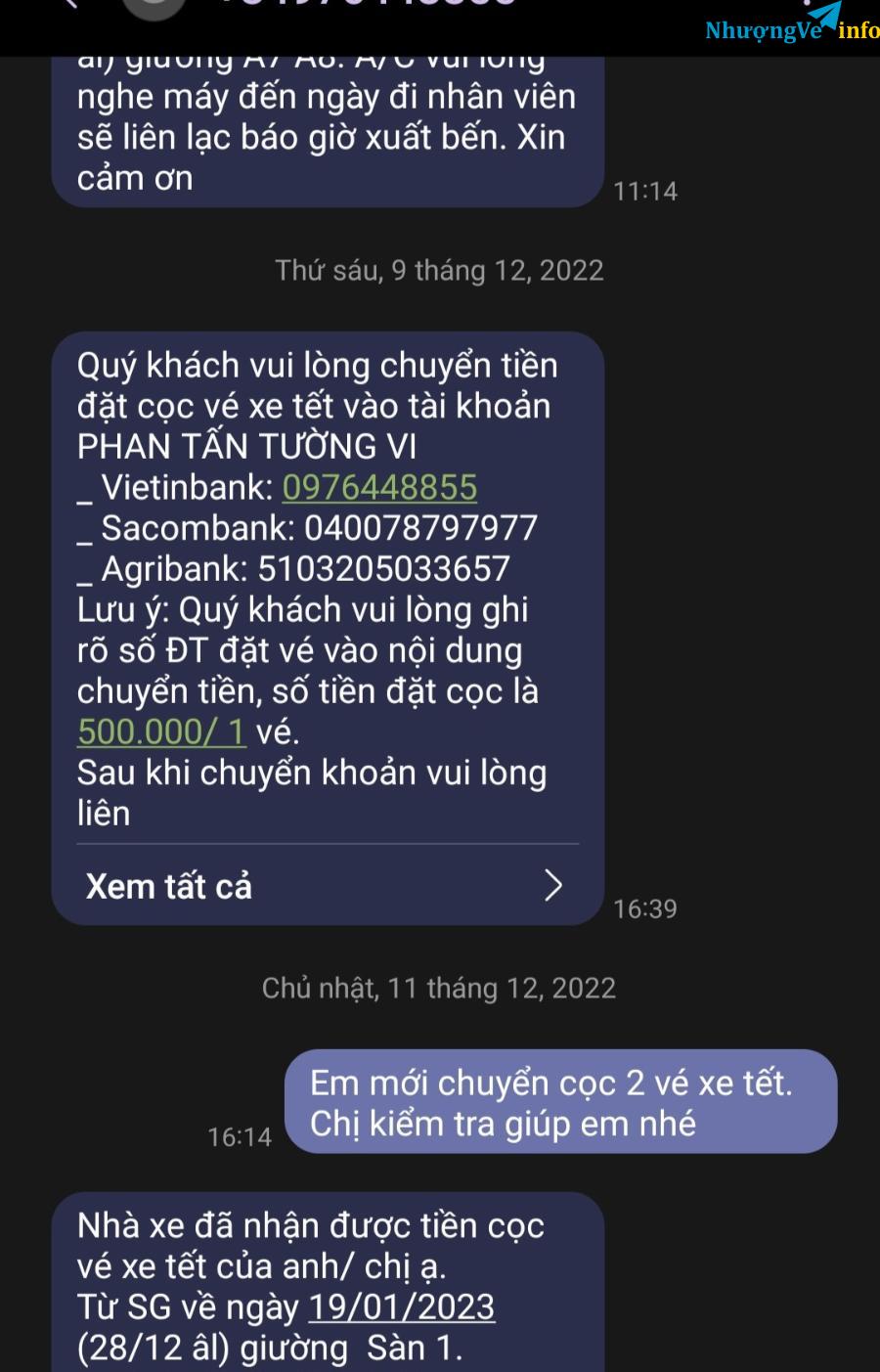 Ảnh Nhượng vé xe Sài Gòn - Kon Tum (Ngọc Hồi) ngày 28 Tết