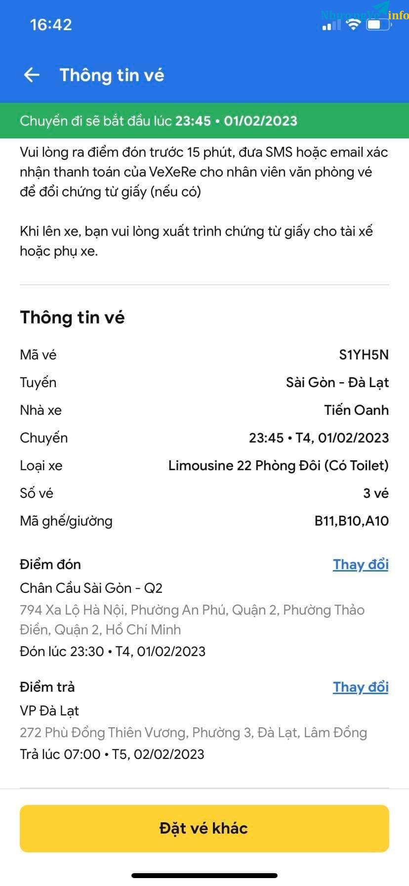 Ảnh Vé xe Sài Gòn - Đà Lạt