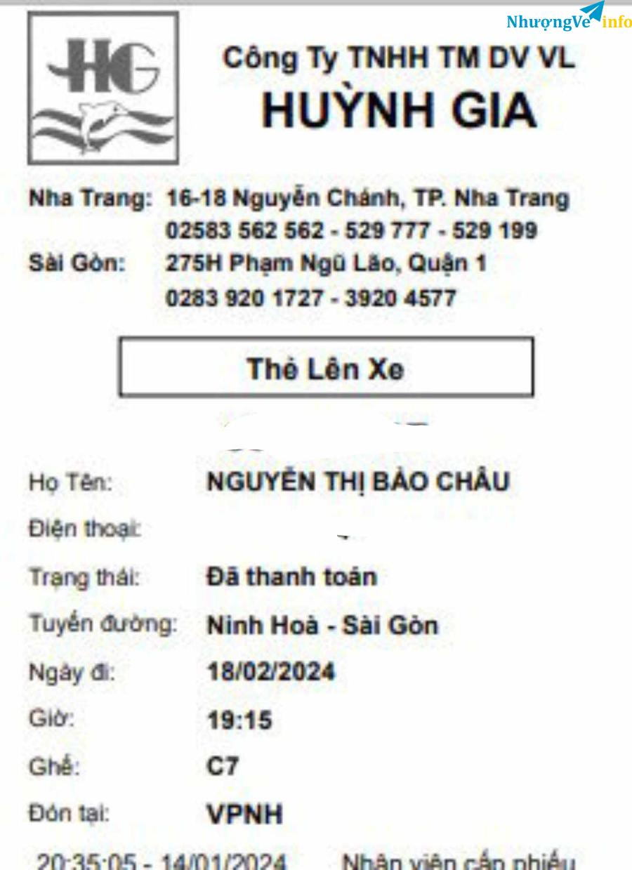 Ảnh Pass vé Huỳnh gia tối 18/2 (Mùng 9 Tết)