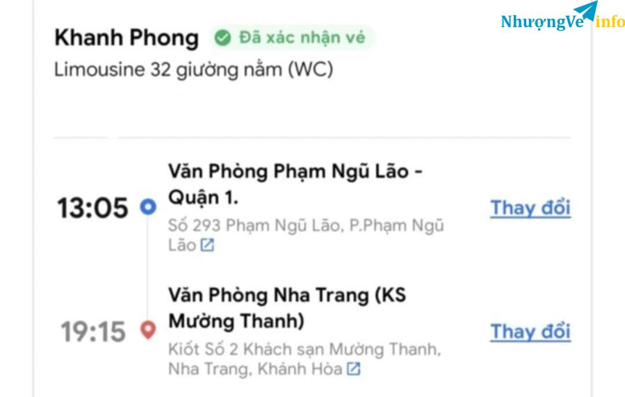 Ảnh Vé xe Sài Gòn -> Nha Trang