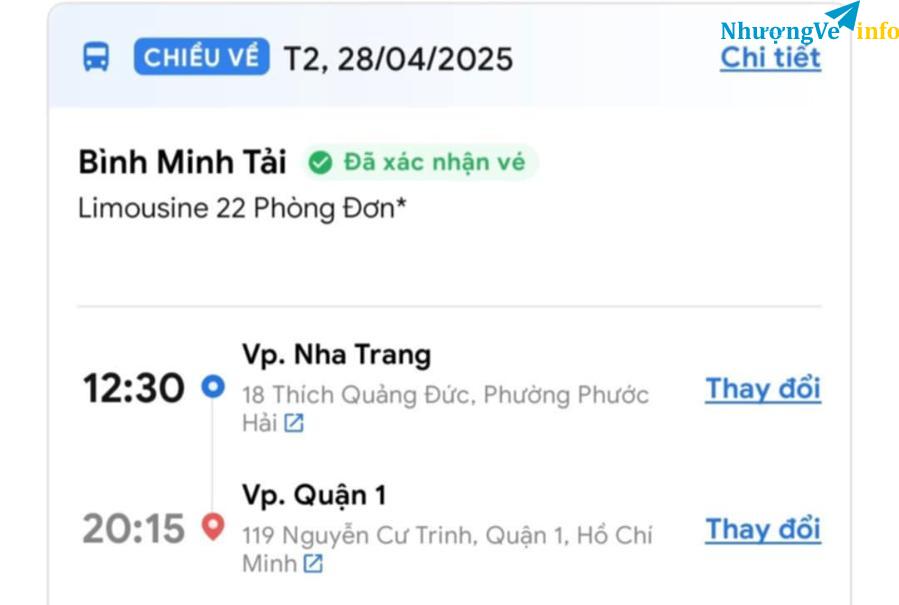 Ảnh Vé xe Nha Trang -> Sài Gòn
