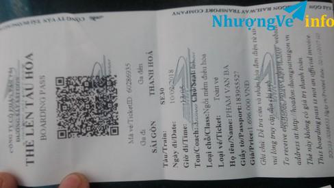 Ảnh Nhượng vé tàu tết 2018 Sài Gòn - Thanh Hóa