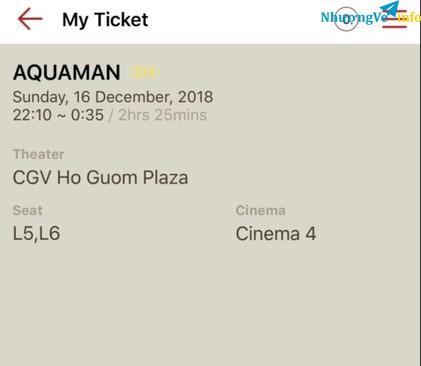 Ảnh Cặp vé film aquaman