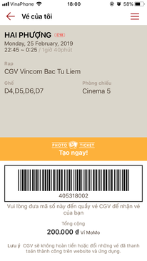 Ảnh 01 vé D4 CGV Hai Phượng 30k