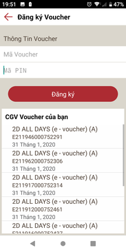 Ảnh Vé xem phim CGV