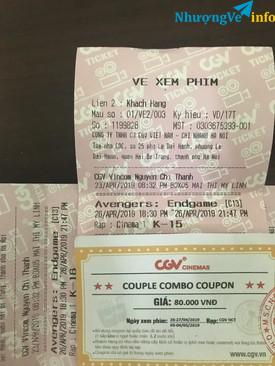 Ảnh AVENGER: END GAME - 2D (18:30 26/4) - CGV Nguyễn Chí Thanh HN -2 vé Sweetbox (K15-16) + bỏng nước