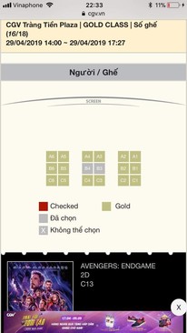 Ảnh Vé Avengers Gold Class CGV Tràng Tiền Plaza_29/4