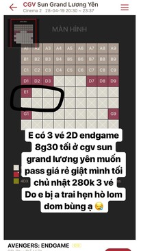 Ảnh Mình có 3 vé end game cgv lương yên 280k pass