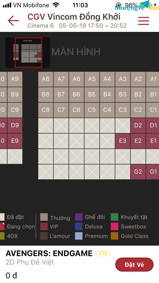 Ảnh Nhượng vé xem Endgame CGV Vincom Đồng Khởi