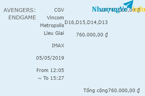 Ảnh Vé Avenger IMAX ngày 5/5