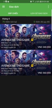 Ảnh Avengers suất 19h ngày 25/4 rạp bhd 3.2
