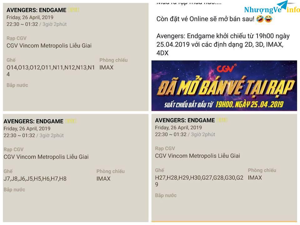 Ảnh Vé imax 3d avengers end game 22h 26/4