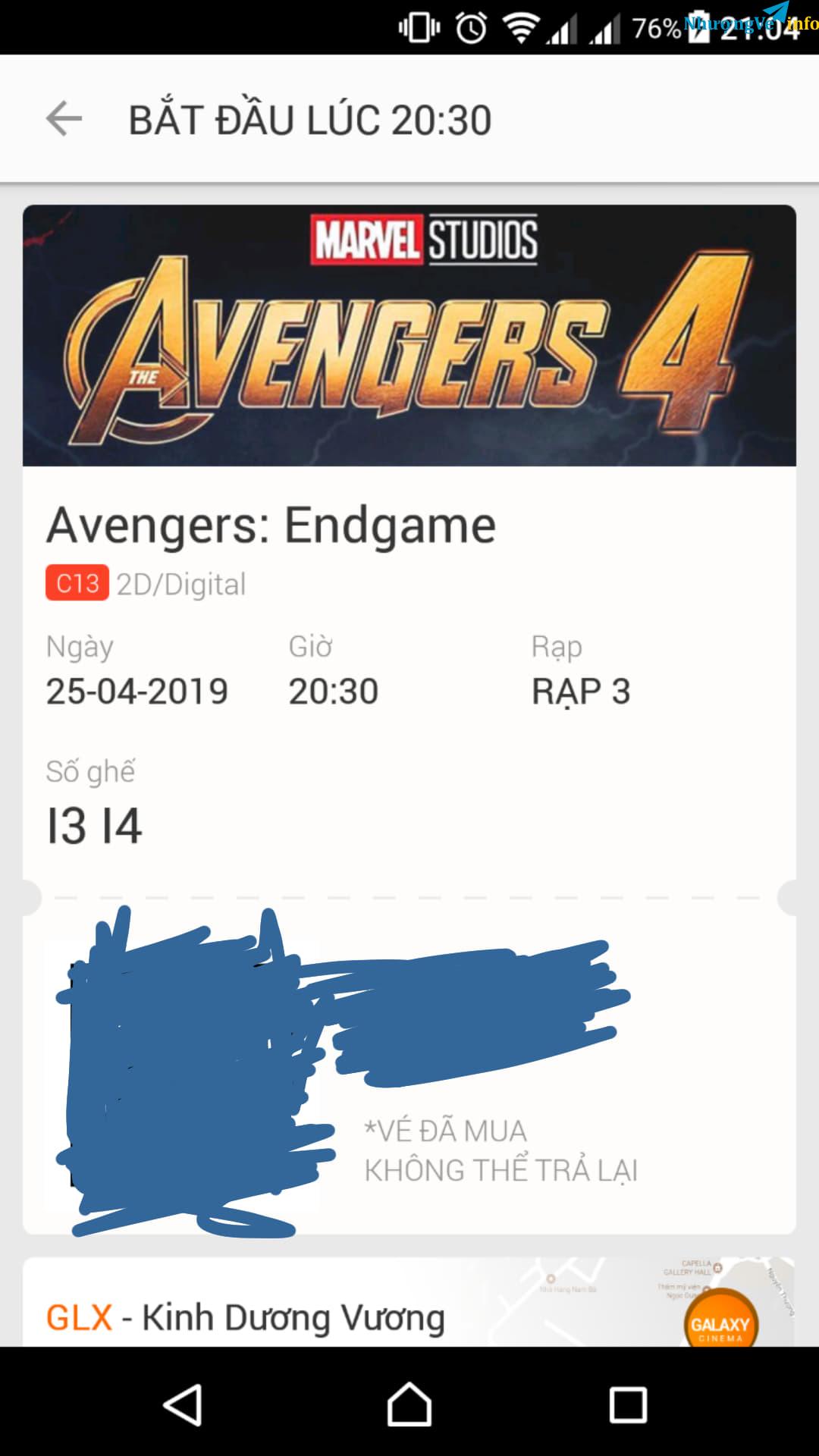 Ảnh Pass 1 cặp vé 3D xem phim End Game ngày 25/4