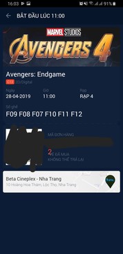 Ảnh Pass lại 6 vé xem Avengers: End Game rạp Beta Nha Trang chủ nhật 28/04/2019