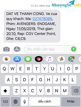 Ảnh Bán 2 vé xem phim endgame tối thứ 7 ngày 11/5/2019 giá 150k (mình mua là 210k)