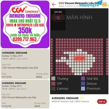 Ảnh CẶP VÉ CGV IMAX AVENGERS: END GAME 19H15 CHỦ NHẬT 12.5 LIỄU GIAI