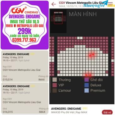 Ảnh CẶP VÉ CGV IMAX AVENGERS: END GAME 19H15 THỨ 6 10.5 LIỄU GIAI