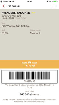 Ảnh Pass ENDGAME sweetbox cgv phạm văn đồng