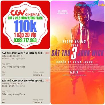 Ảnh CẶP VÉ JOHN WICK 3 19H THỨ 7 25.5 GHẾ K6.7 HÙNG VƯƠNG PLAZA